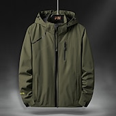 preiswerte Aktive Oberbekleidung für Herren-Herren Outdoorjacke Regenjacke Wanderjacke Freizeitskleidung Urlaub Wochenende Weich Zip WASSERDICHT Herbst Winter Glatt Warm Moderne zeitgenössische Mit Kapuze Sportkleidung Dick Standard Schwarz