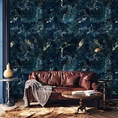 Χαμηλού Κόστους Ταπετσαρία-δροσερές ταπετσαρίες μπλε ταπετσαρία τοίχου τοιχογραφία αφηρημένη μαρμάρινη επένδυση τοίχου αυτοκόλλητο ξεφλούδισμα και ραβδί αφαιρούμενο pvc/υλικό βινυλίου αυτοκόλλητο/συγκολλητικό απαιτείται