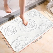 preiswerte Läufer und Teppiche-1 Stück Badvorleger, Rosenblüten-Muster, Badezimmer-Badematte, Flanell, rutschfester Teppich, Badewannen-Bodenteppich, Duschraum-Fußmatte, Memory-Schaum-Matte, waschbarer Teppich