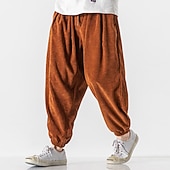 cheap Joggers-Men's Sweatpants Corduroy Pants Carrot Pants Pocket Drawstring Elastic Waist Plain Comfort Breathable Outdoor Daily Going out Fashion Casual Black Pink
