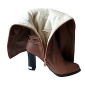 preiswerte Modische Stiefel-Kniehohe Damenstiefel mit Schnallendetail und warmem Plüschfutter – stilvolles Winterschuhwerk für die Freizeit und den Abend