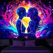 olcso Feketeművilágítás-blacklight gobelin uv reaktív világít a sötétben ragyogás buli neon trippy ködös párbaj női akasztós gobelin fali művészeti falfestmény nappali hálószobába