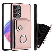 cheap Samsung Cases-Phone Case For Samsung Galaxy S24 S23 S22 S21 S20 Ultra Plus FE A54 A34 A14 S25 Ultra Wallet Case Ring Holder Card Slot Shockproof Solid Color TPU PU Leather