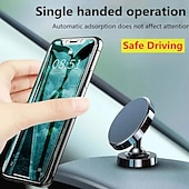 billiga Hållare till bilen-dubbelsidig stark magnetisk telefonhållare stativ magnet 720° rotation mobiltelefonfäste för bilgym fäst på metallyta