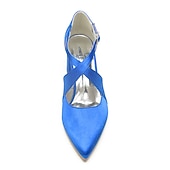cheap Semi-Formal-Elegant Women&#039;s White Satin Pointed Toe Block Heels – Crisscross Strap Design for Weddings, Formal Parties, and Special Occasions