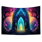 billige Blacklight -billedvev-blacklight gobelin uv reaktiv glød i mørket glød party neon trippy misty fantasy palace hengende billedvev veggkunst veggmaleri for stue soverom
