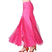 abordables Tenues de danse de salon-Danse de Salon Jupes Imprimé Couleur Pure Fantaisie Femme Utilisation Entraînement Taille haute Polyester