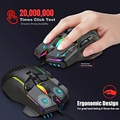 Недорогие Мыши-проводная игровая мышь, компьютерная игровая мышь, USB-мышь, высокоточная регулируемая 12800 точек на дюйм, 10 программируемых кнопок, эргономичная игровая мышь Plug Play для ноутбука Mac