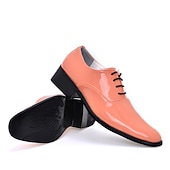 preiswerte Oxford-Schuhe-Oxford-Schuhe für Herren aus glänzendem rosa Lacklederimitat – auffällige Abendschuhe für Partys und besondere Anlässe