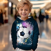 billiga Pojkens 3D Sporter &amp; Spel-Pojkar 3D Fotboll Huvtröja Pullover Långärmad 3D-tryck Höst Vinter Mode Streetwear Häftig Barn 3-12 år Utomhus Ledigt Dagligen Normal