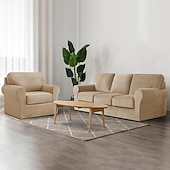 billige Sofatrekk-sofatrekk i fløyel 3-seters sofa putetrekk stretch sofa trekk møbelbeskytter med pute setetrekk, kan maskinvaskes