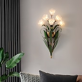 baratos Candeeiros de Parede de interior-arandelas de parede design de flores g4 * 6 luminária de cabeceira led com iluminação de vaidade de vidro de metal lâmpadas de parede de metal para corredor de quarto 110-240v