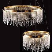 preiswerte Kronleuchter-Deckenleuchten, moderne LED-Kronleuchterlampe, moderner Kristallkronleuchter, kompatibel mit Wohnzimmer, goldene runde Kristalllampe, luxuriöse Wohndekorleuchte, LED-Hängeleuchte, moderne