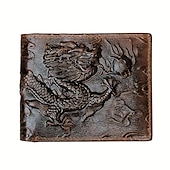 abordables Porte-cartes et étuis-Portefeuille vintage en cuir véritable pour hommes, portefeuille tigre imprimé en 3D, porte-carte