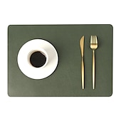 billige Placemats &amp; Coasters &amp; Trivets-vinyl dekkematte vanntett pu lær varmebestandig spisebord bord bord plate matte juledekor høst kjøkken bord matter innendørs utendørs