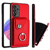 cheap Samsung Cases-Phone Case For Samsung Galaxy S24 S23 S22 S21 S20 Ultra Plus FE A54 A34 A14 S25 Ultra Wallet Case Ring Holder Card Slot Shockproof Solid Color TPU PU Leather