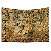 Недорогие Средневековый гобелен-Средневековое гобеленовое искусство Гобелен Средневековья Средневековый винтаж Милле Флер Настенное искусство Большой Мурал Декор Фотографический фон Плед Занавеска Дом Спальня Гостиная Декорация