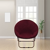 abordables Cubierta de sillón y silla sin brazo-Funda de terciopelo para silla con platillo redondo, fundas para silla Moon, 1 pieza, funda elástica extraíble para silla Moon con parte inferior elástica para sala de estar
