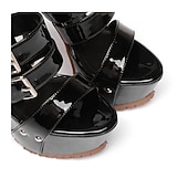 economico Sandali con Piattaforma-sandali con tacco a spillo in vernice nera da donna – sandali sexy con tacco alto e cinturini regolabili con fibbia per feste e occasioni speciali