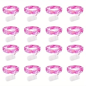 economico Striscie luci a batteria-elegante festa di ricevimento di nozze 16 confezioni luci fatate a led a batteria luci a stringa filo d&#039;argento impermeabile 7 piedi 20 led lucciola luci stellate lunari per fai da te festa di nozze