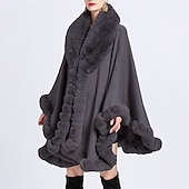 billige Sjaler &amp; Innpakninger-Pelssjal Sjale Sjal til kvinner Elegant Hold Varm Ermeløs Fuskepels Bryllup Wrap Med Ren Farge Til Bryllup Høst vinter