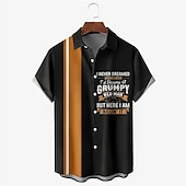 abordables Chemise de Bowling pour Hommes-Homme Lettre Chemise Chemise hawaïenne Chemise boutonnée Manche Courte Décontractées Usage quotidien Sortie Fin de semaine Automne Col rabattu Imprimer Bouton bas Noir Bleu Noir-Blanc Gris