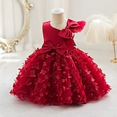 abordables Robes de fête-Bébé Fille Robe de fête Couleur unie Sans Manches Utilisation Mariage Le style mignon Princesse Polyester Mi-long Eté 3-7 ans Multicouleur Pâte de haricots rouges Champagne