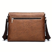 cheap Men&#039;s Bags-Men&#039;s Brown Faux Leather Messenger Bag - Classic Crossbody Design with Adjustable Strap, Perfect for Work or Travel