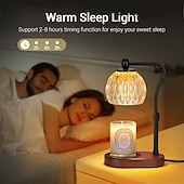 abordables Lumières de Noël-Lampe à cire fondante relevable, lampe d&#039;aromathérapie, lampe de chevet en verre, poêle d&#039;aromathérapie, lampe à bougie fondante avec minuterie, lampe de table de chambre à coucher