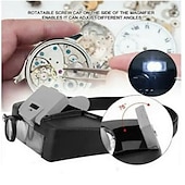 abordables Herramientas de Mano-Lupa de diadema con luz LED, lámpara de cabeza, lupa de joyero con luces LED de 1,5x/3x/8,5x/10x