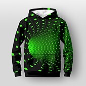 billiga Pojkens 3D Vision &amp; Geometri-Pojkar 3D Grafisk Huvtröja Pullover Långärmad 3D-tryck Höst Vinter Mode Streetwear Häftig Barn 3-12 år Huva Utomhus Ledigt Dagligen Normal