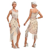 cheap Dresses-Retro Vintage Roaring 20s 1920s Flapper Dress Dress Masquerade The Great Gatsby Wedding Guest Sequins Tassel Fringe Women&#039;s Masquerade Wedding Wedding Guest Party / Evening Adults&#039; Dress Homecoming
