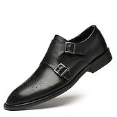 abordables Officiel-hommes mocassins habillés et slip-ons richelieu chaussures de moine affaires britannique gentleman bureau et carrière fête et soirée chaussures en cuir noir marron printemps automne