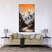 cheap Landscape Paintings-Handmade Hand Painted Oil Painting Wall Art  Large Size Contemporary Golden Mountains Home Decoration Decor Rolled Canvas No Frame Unstretched