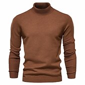 お買い得  男性用プルオーバーセーター-男性用 タートルネックセーター プルオーバーセーター ニットセーター リブ ニット レギュラー ニット 平織り タートルネック 保温 現代コンテンポラリー デイリーウェア お出かけ 衣類 秋 冬 ブラック イエロー S M L