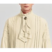 baratos Tops-Retro Vintage Punk e gótico Medieval Blusa / Camisa Baile de Máscara Vampiros Cavalheiro Outlander Com Babados Cor Sólida Fantasia Homens Pirata Fantasia Real Carnaval Baile de Máscaras Espetáculo