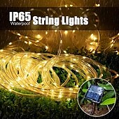 economico strisce luminose impermeabili-1pc stringa di luci a tubo solare, 8 modalità luci esterne impermeabili in filo di rame a led, per lampada da giardino, albero di festa di nozze, Natale, decorazione per le vacanze di Halloween