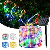 economico strisce luminose impermeabili-1pc stringa di luci a tubo solare, 8 modalità luci esterne impermeabili in filo di rame a led, per lampada da giardino, albero di festa di nozze, Natale, decorazione per le vacanze di Halloween