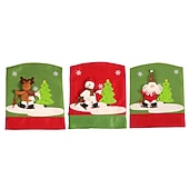 levne Vánoční přehoz-1 ks dárky dárky potah na opěradlo židle do jídelny, santa claus sněhulák sob potah na jídelní židle, potah na židle do kuchyně výzdoba hotelové dovolené