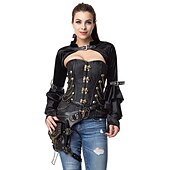 baratos Tops-Punk e gótico Steampunk Capa Mulheres Fantasia Steampunk Dia Das Bruxas Carnaval Adulto Blusa Todas as Estações