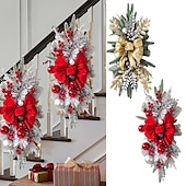 お買い得  電池式-0.6m クリスマスガーランドライト クリスマスリースライト 20 LED レッド ホリデーライト クリスマスの飾り バッテリー駆動