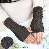 cheap Heating &amp; Cooling-Monochrome Knitted Gloves Short Half Finger Warm Gloves Elastic Fingerless Touch Screen Fall Winter Gloves