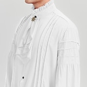baratos Tops-Retro Vintage Punk e gótico Medieval Blusa / Camisa Baile de Máscara Vampiros Cavalheiro Outlander Com Babados Cor Sólida Fantasia Homens Pirata Fantasia Real Carnaval Baile de Máscaras Espetáculo