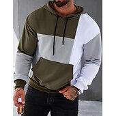 billiga bashuvtröjor för män-Herr Huvtröja Svart Rodnande Rosa Armégrön Blå Huva Färgblock Ficka Sport &amp; Utomhus Dagligen Helgdag Streetwear Häftig Ledigt Vår &amp; Höst Kläder Pull Tröjor