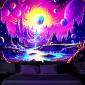 זול שטיחי קיר של Blacklight-blacklight שטיח uv תגובתי זוהר בחושך מסיבת ניאון טריפי ערפילי ירח טבע תלוי שטיח קיר אמנות קיר ציור קיר לחדר שינה בסלון