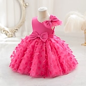 abordables Robes de fête-Bébé Fille Robe de fête Couleur unie Sans Manches Utilisation Mariage Le style mignon Princesse Polyester Mi-long Eté 3-7 ans Multicouleur Pâte de haricots rouges Champagne