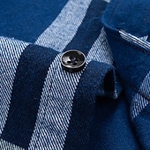 economico camicia da uomo con bottoni-Per uomo Camicia Camicia casual Camicia a quadri Camicia con Bottoni Quadri All'aperto Abbigliamento quotidiano Rosso Blu Marrone Blu scuro Manica Lunga Bavero Autunno &amp; Inverno Abbigliamento Tasca