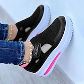 cheap Women's Sneakers-Women's Blue and Pink Breathable Mesh Slip-On Wedge Sneakers with Air Cushion Sole - Perfect for Casual Walks and Everyday Wear