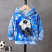 billiga Pojkens 3D Sporter &amp; Spel-Pojkar 3D Fotboll Huvtröja Pullover Långärmad 3D-tryck Höst Vinter Mode Streetwear Häftig Barn 3-12 år Utomhus Ledigt Dagligen Normal