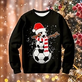 billiga Pojkens 3D Sporter &amp; Spel-Jul Pojkar 3D Fotboll Tröja Pullover Långärmad 3D-tryck Höst Vinter Mode Streetwear Häftig Polyester Barn 3-12 år Utomhus Ledigt Dagligen Normal